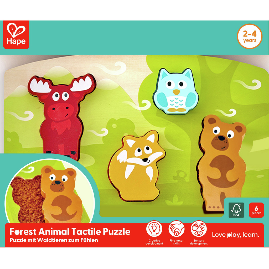 Puzzle tattile degli animali della foresta